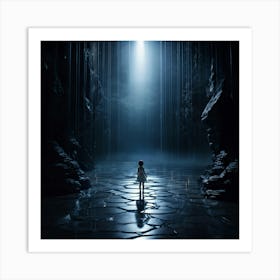 Tear Glistening With A Sweet And Poignant Essence Suspended Above A Shadowy Abyss 3d Rendering Hy Art Print