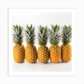 Pineapples On White Background Art Print