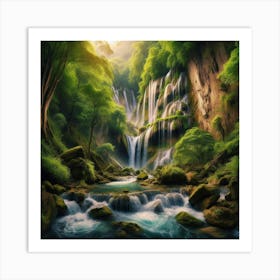 Waterfall In The Forest 38 Art Print