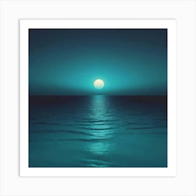 Full Moon Over The Ocean Art Print