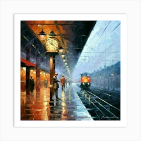 Train Station At Night 1 Art Print