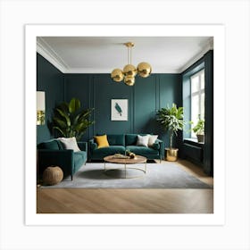 Green Living Room 4 Art Print