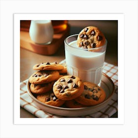 Chocolate Chip Cookies And Milk Art Print