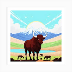 Bull In The Mountains 2 Art Print