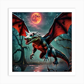 Crocodile Bat Hybrid A Menacing Crocodile With Leathery Art Print