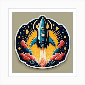 Rocket Launch Sticker Art Print