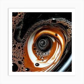 Warm Whirls: Abstract Coffee Art in Rich Browns and Creamy Whites" Art Print