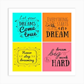 Calligraphy positive messages set Art Print