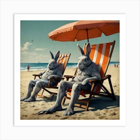 Rabbits On The Beach Art Print