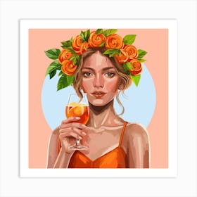 Girl Holding A Glass Of Orange Juice Art Print