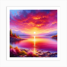 Sunset Over Lake 1 Art Print