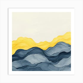 Blue And Yellow Watercolor Painting Art Print