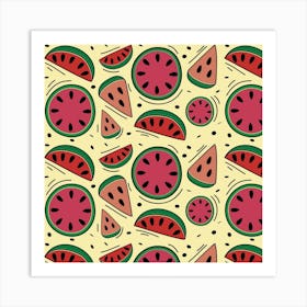 Watermelon Pattern Slices Fruit Art Print