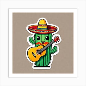 Cactus With Guitar Art Print