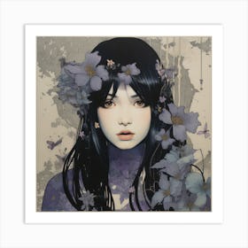  Gothic Twilight Faerie in Ash, Mauve, Indigo and Anthracite Art Print