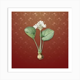 Vintage Cardwell Lily Botanical on Falu Red Pattern n.0729 Art Print