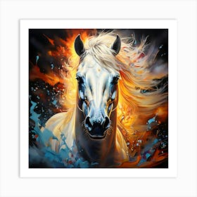 Horse In Flames Art Print