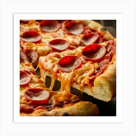 Pizza With Pepperoni Art Print