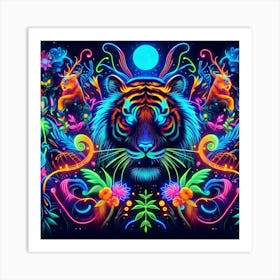 Psychedelic Tiger 1 Art Print
