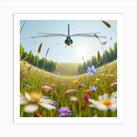 Dragonfly In The Meadow 1 Art Print