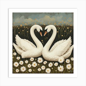Swans Fairycore Painting 2 Art Print