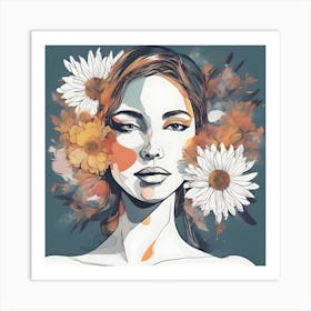 Girl With Flowers 2 Art Print