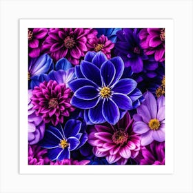 Purple Dahlias Art Print