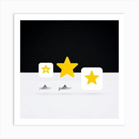 Collection Of Bright 5 Star Feedback Symbols Modern White And Gold Isolated Shiny Elements Black (6) Art Print