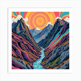 Psychedelic Mountains 1 Art Print