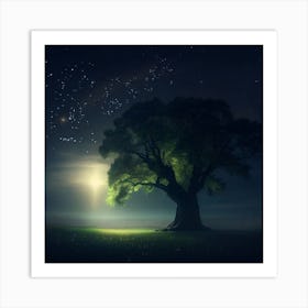 Tree At Night Art Print