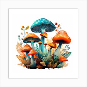 Mushrooms In The Forest 11 Art Print