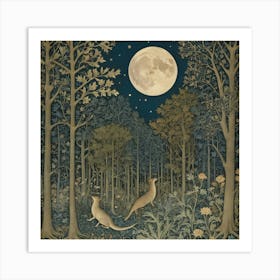 William Morris Print Night Forest Moon Poster Vintage 1 Art Print