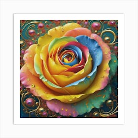 Abstract painting of a magical organic rose 5 Art Print