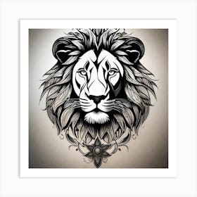 Lion Head Tattoo 8 Art Print