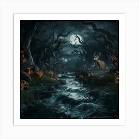 Forest At Night Art Print