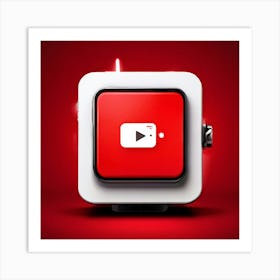Youtube Video Streaming Platform Media Content Icon Logo Red Play Watch Channel Subscrib (3) Art Print