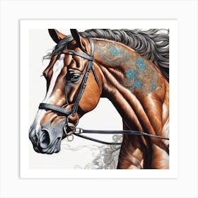 Horse With Flowers Art Print