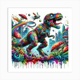 Psychedelic Dinosaur 5 Art Print