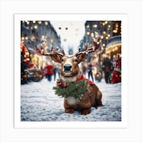 Reindeer In The Snow Art Print