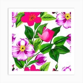 Seamless Pattern With Flowers Art Print