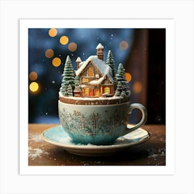 Firefly Charming Miniature Winter Cottage In A Cozy Cup 77819 (2) Art Print