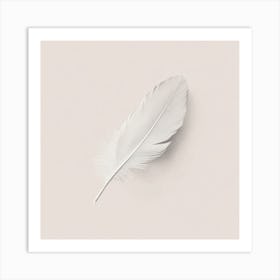 White Feather On A Beige Background 1 Art Print