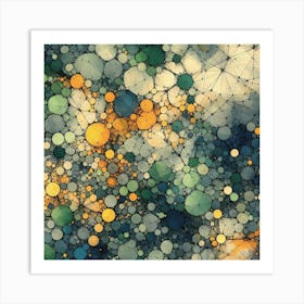 Voronoi Network In Green Art Print