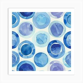 Blue Watercolor Circles 3 Art Print