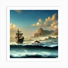 Ship In The Sea Art Print