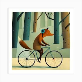 Fox On A Bike 3 Art Print