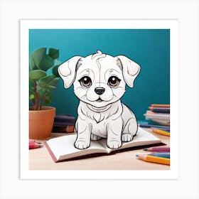 Puppy Coloring Book Art Print