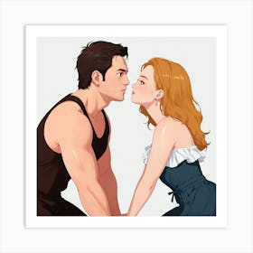 Kissing Couple 19 Art Print