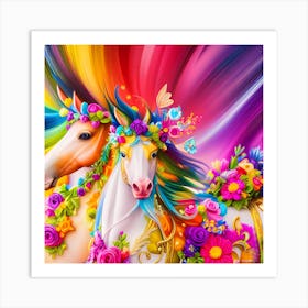 Colorful Horses Art Print