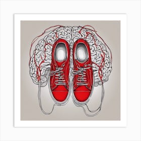 Red Shoes And Brain Art Print